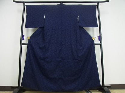 平和屋本店●極上 浦野理一 経節紬 型染 菊尽くし 逸品 未使用3s1830