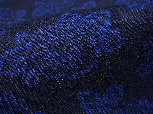 平和屋本店●極上 浦野理一 経節紬 型染 菊尽くし 逸品 未使用3s1830