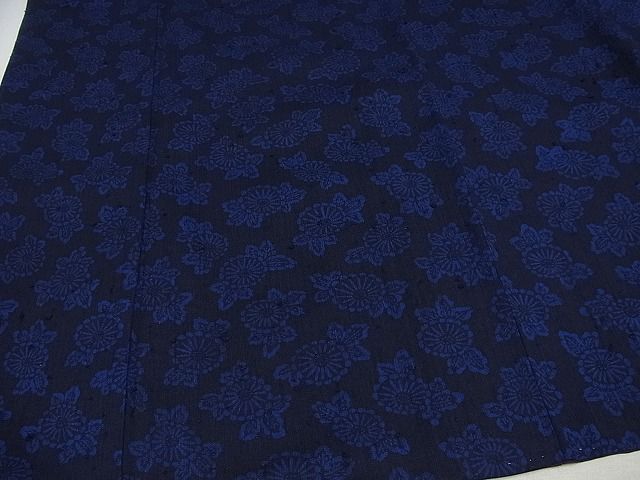 平和屋本店●極上 浦野理一 経節紬 型染 菊尽くし 逸品 未使用3s1830