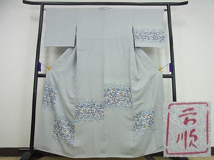 平和屋本店●最高級　城間栄順　本場琉球紅型　訪問着　菱草花文　逸品3s1809
