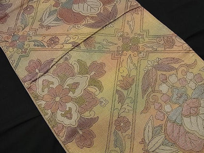 平和屋着物■佐賀錦 六通柄袋帯 吉祥花唐草文 金糸 逸品 n-nr0044