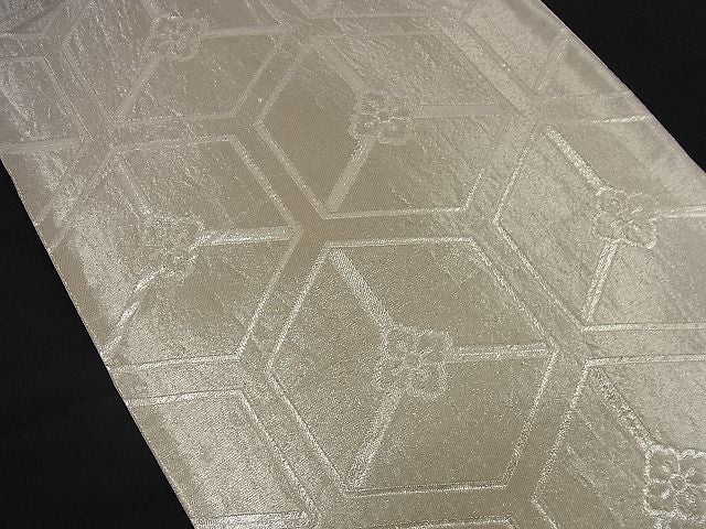 平和屋着物■六通柄袋帯 花菱亀甲文 銀糸 逸品 n-nr0040
