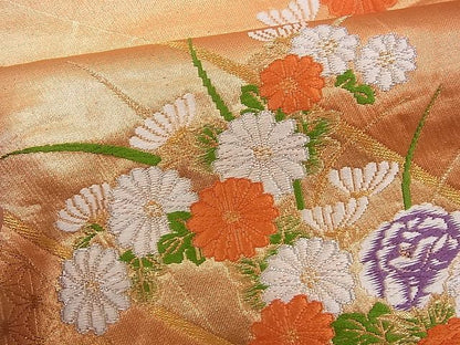 平和屋着物■六通柄袋帯 唐織 吉祥竹花文 金銀糸 逸品