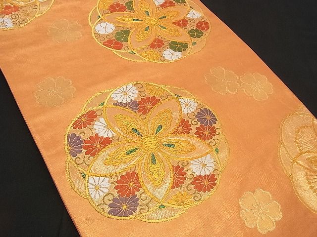 平和屋着物■六通柄袋帯 唐織 寛文小袖瑞華文 金糸 逸品 n-rv0038