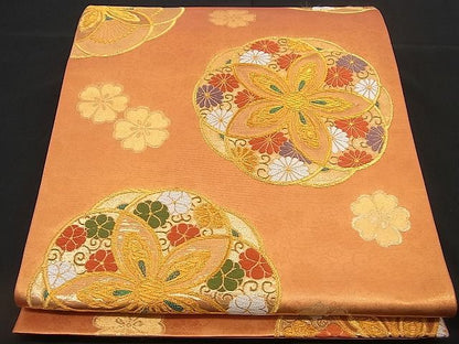 平和屋着物■六通柄袋帯 唐織 寛文小袖瑞華文 金糸 逸品 n-rv0038