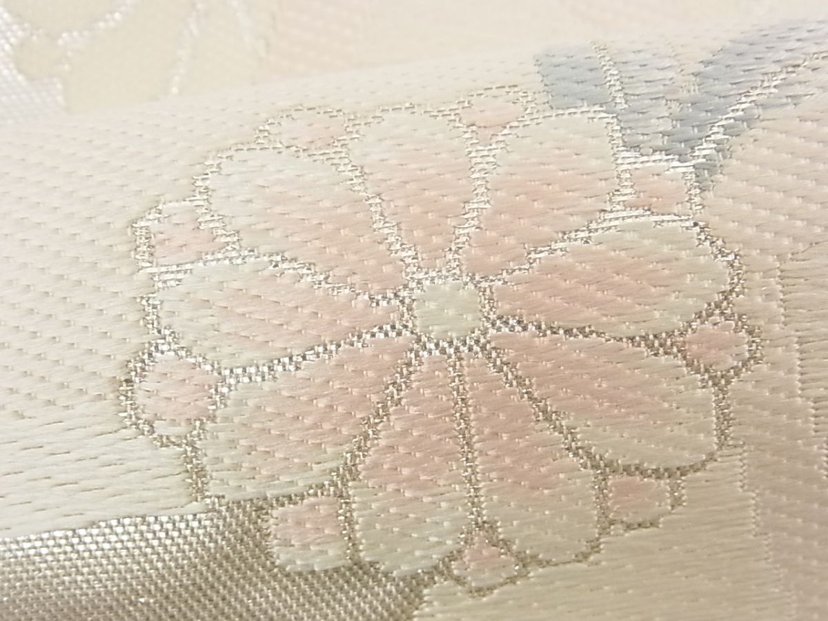 平和屋着物■六通太鼓柄袋帯 束ね熨斗花文 銀糸 逸品 n-rv0056