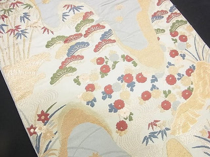 平和屋着物■六通柄袋帯 吉祥花文 金糸 逸品 n-rv0028