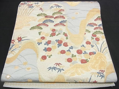 平和屋着物■六通柄袋帯 吉祥花文 金糸 逸品 n-rv0028