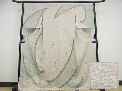 平和屋本店●極上　創業460年・千總　訪問着　絵巻風景枝梅文　金彩　パールトーン加工　逸品3s2237