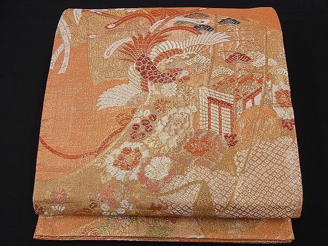 平和屋着物■佐賀錦 六通柄袋帯 鳳凰貴重花文 金糸 逸品 n-di0240