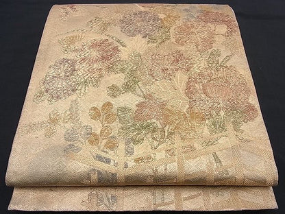 平和屋着物■六通柄袋帯 秋草文 金彩 逸品 n-je2216