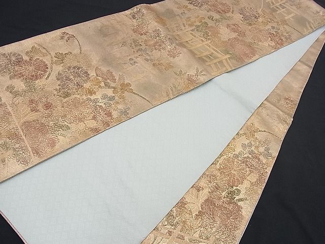 平和屋着物■六通柄袋帯 秋草文 金彩 逸品 n-je2216