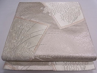 平和屋着物■六通柄袋帯 草花文 銀糸 逸品 ch2791