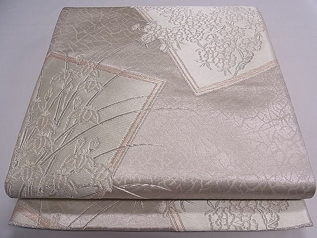平和屋着物■六通柄袋帯 草花文 銀糸 逸品 ch2791