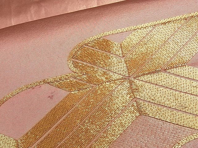 平和屋着物■太鼓柄袋帯 駒刺繍 エ霞文 金糸 逸品 ch2799