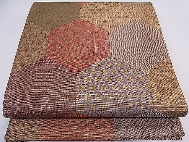 平和屋着物■六通柄袋帯 亀甲吉祥文 金糸 逸品 ch2820