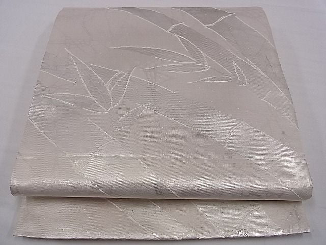 平和屋着物■六通柄袋帯 笹竹文 銀糸 逸品 oy0982