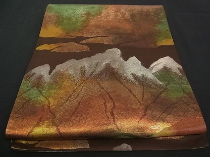 平和屋着物■六通柄袋帯 遠山文 逸品 nb0555