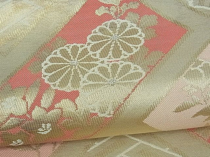 平和屋着物■九寸名古屋帯 檜垣吉祥草花文 金糸 逸品 th2802
