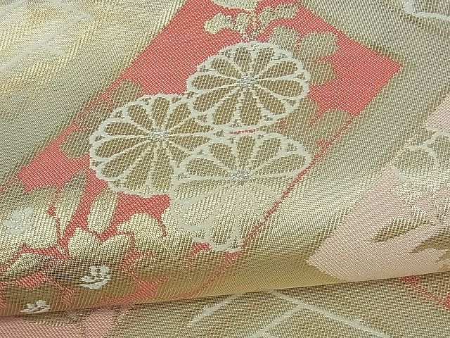 平和屋着物■九寸名古屋帯 檜垣吉祥草花文 金糸 逸品 th2802