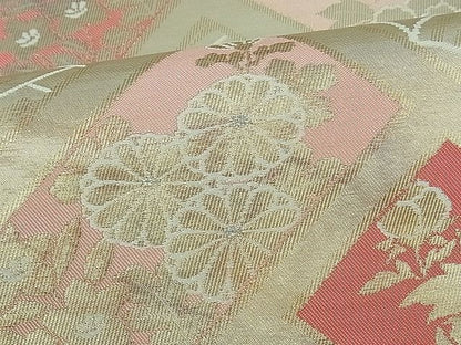 平和屋着物■九寸名古屋帯 檜垣吉祥草花文 金糸 逸品 th2802