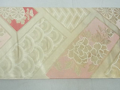 平和屋着物■九寸名古屋帯 檜垣吉祥草花文 金糸 逸品 th2802