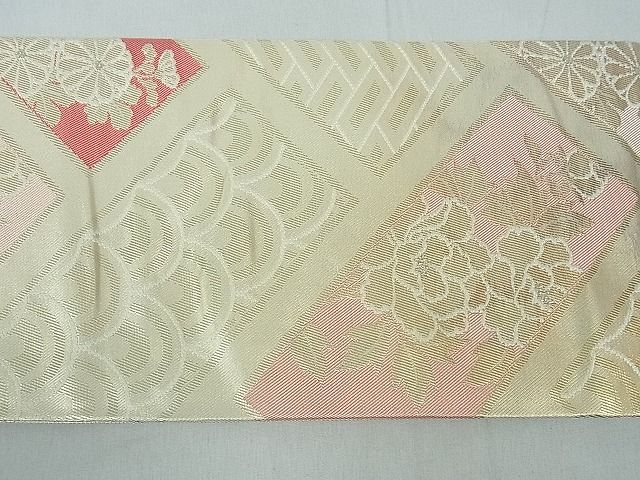 平和屋着物■九寸名古屋帯 檜垣吉祥草花文 金糸 逸品 th2802