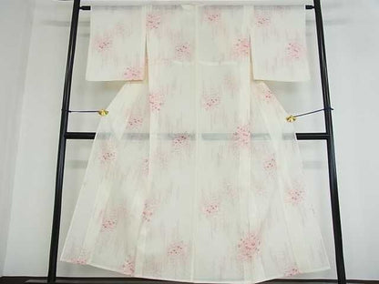 平和屋着物■夏物　小紋　絽　秋草文　洗える着物　az4037