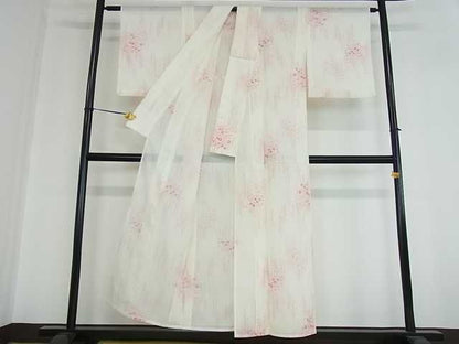 平和屋着物■夏物　小紋　絽　秋草文　洗える着物　az4037
