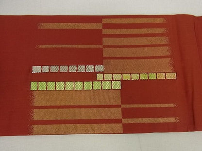 平和屋着物■九寸名古屋帯 横段文 金糸 逸品 cm2730