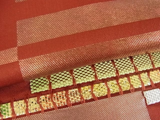 平和屋着物■九寸名古屋帯 横段文 金糸 逸品 cm2730