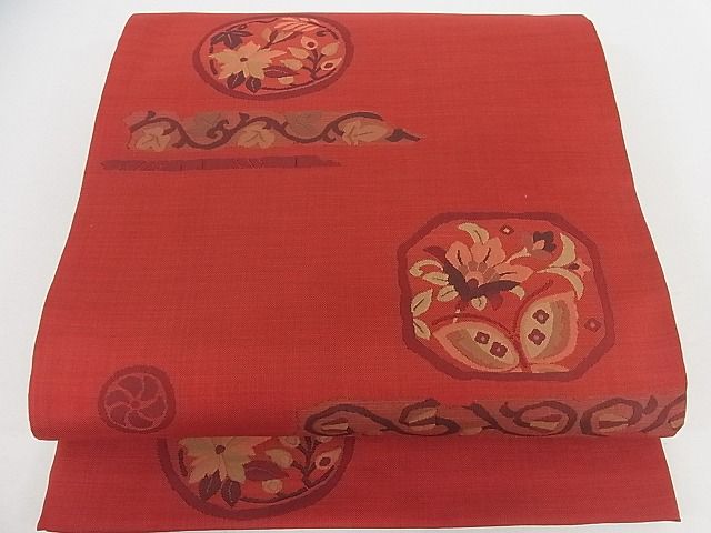 平和屋着物■六通柄袋帯 花蝶文 逸品 cm2737