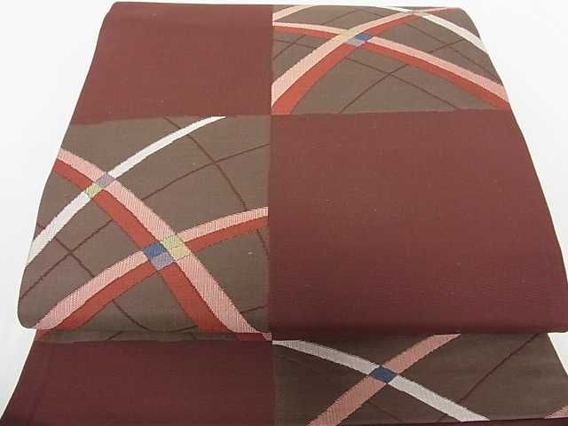 平和屋着物■六通柄袋帯　市松籬文　逸品　az4473