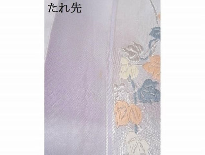 平和屋着物■六通柄袋帯 唐織 飛鶴草花文 金銀糸 正絹 逸品 A-gk010