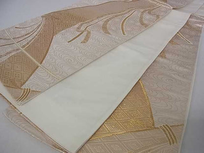 平和屋着物■六通柄袋帯 束熨斗吉祥花文 金糸 逸品 ar5400
