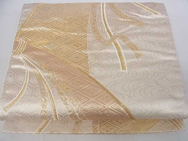 平和屋着物□六通柄袋帯 束熨斗吉祥花文 金糸 逸品 ar5400