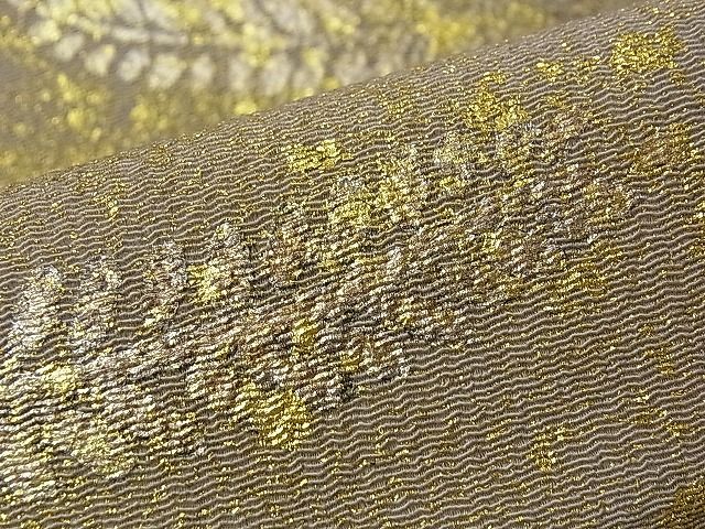平和屋本店●希少 浦野理一 金彩友禅 九寸開き名古屋帯 草花文 鬼しぼ縮緬 逸品 未使用 3s30409