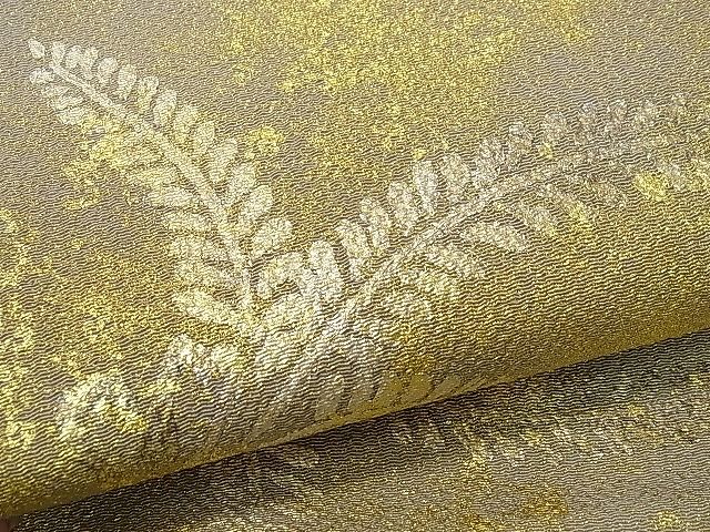 平和屋本店●希少 浦野理一 金彩友禅 九寸開き名古屋帯 草花文 鬼しぼ縮緬 逸品 未使用 3s30409