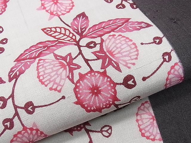 平和屋本店●極上　希少　玉那覇清　清布びんがた　琉球紅型　琉藍　九寸名古屋帯　草花間道　やまと誂製　証紙付　3s30439