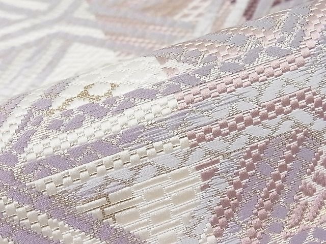期間限定セール30%off■極上　1897年創業　名門岡野　本場筑前博多織　千年工房　八寸名古屋帯　幾何学文様　逸品3s20794