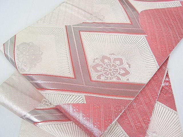 平和屋着物■六通柄袋帯 吉祥花文 銀糸 逸品 jm2319