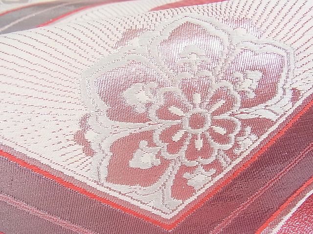 平和屋着物■六通柄袋帯 吉祥花文 銀糸 逸品 jm2319