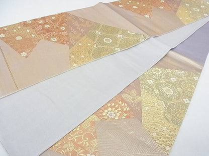 平和屋着物■六通柄袋帯 切嵌吉祥花文 金糸 逸品 jm2328