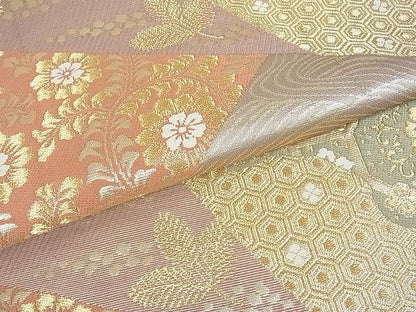 平和屋着物■六通柄袋帯 切嵌吉祥花文 金糸 逸品 jm2328