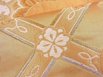 平和屋着物■六通柄袋帯 唐織 菱天井花文 金糸 逸品 n-je3651