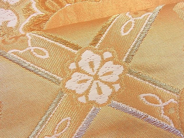 平和屋着物■六通柄袋帯 唐織 菱天井花文 金糸 逸品 n-je3651