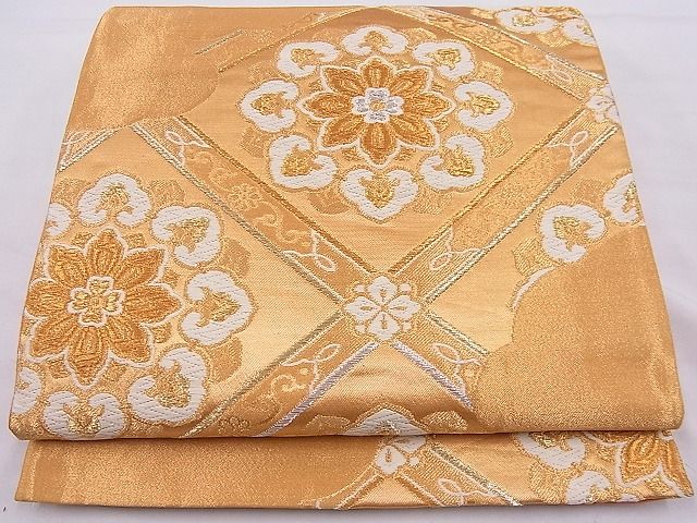 平和屋着物■六通柄袋帯 唐織 菱天井花文 金糸 逸品 n-je3651
