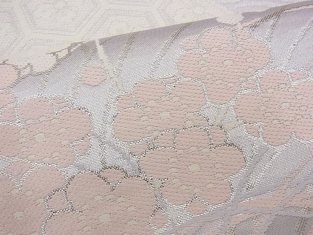 平和屋着物■六通柄袋帯 唐織 地紙吉祥花文 銀糸 逸品 n-ts0037