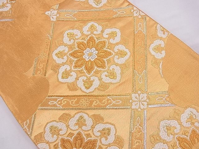 平和屋着物■六通柄袋帯 唐織 菱天井花文 金糸 逸品 n-je3651