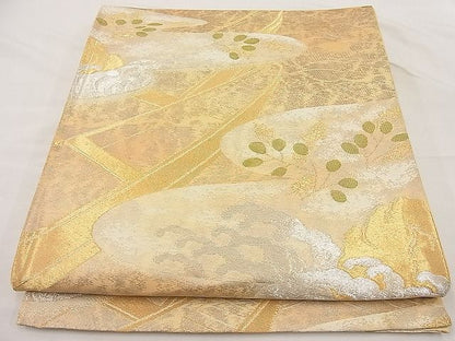 平和屋着物■六通柄袋帯 雲取り流水船文 金銀糸 逸品 n-ip1587